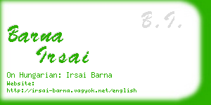 barna irsai business card